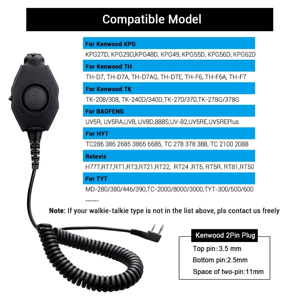 Retevis 2Pin K вилка вибрации костной проводимости наушники для портативной рации Шумоподавление для Kenwood/Baofeng Полиция/наушник для сотрудников