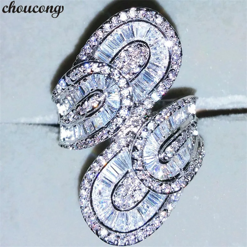 Choucong роскошное кольцо-корт 10ct 5A Циркон Cz Стерлинговое Серебро 925 пробы