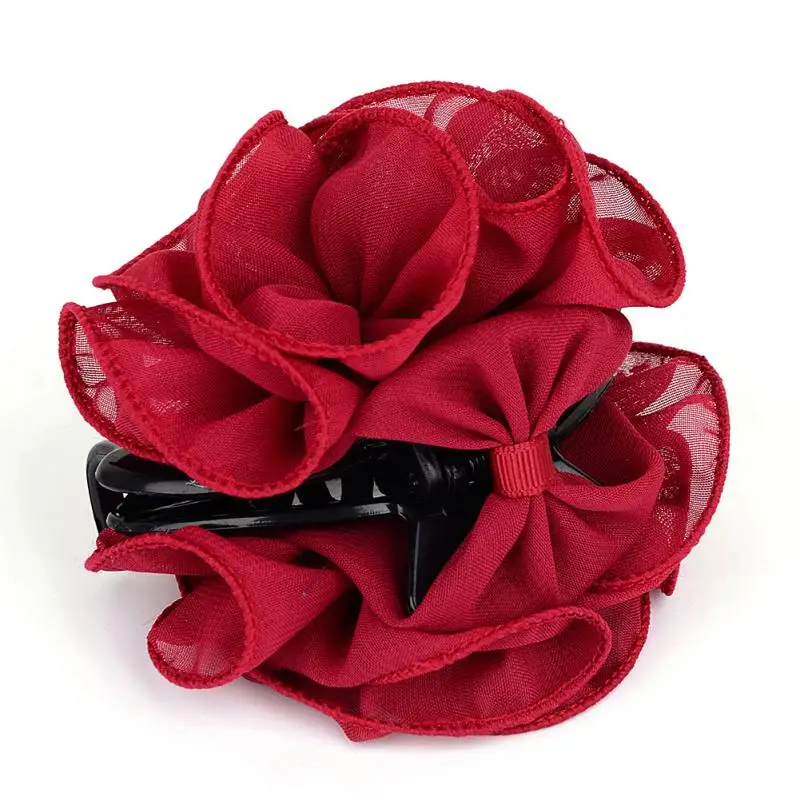Buy New Fashion Chiffon Rose Flower Bow Hair Claw Jaw