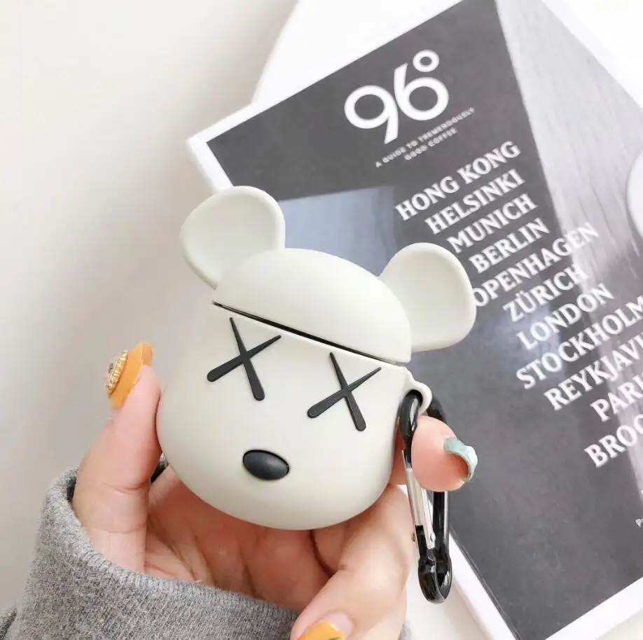Cartoon Bear TPU Silicone Bluetooth Wireless Earphone Case For AirPods 1 2 Protective cute Cover for Apple airpods Charging Box