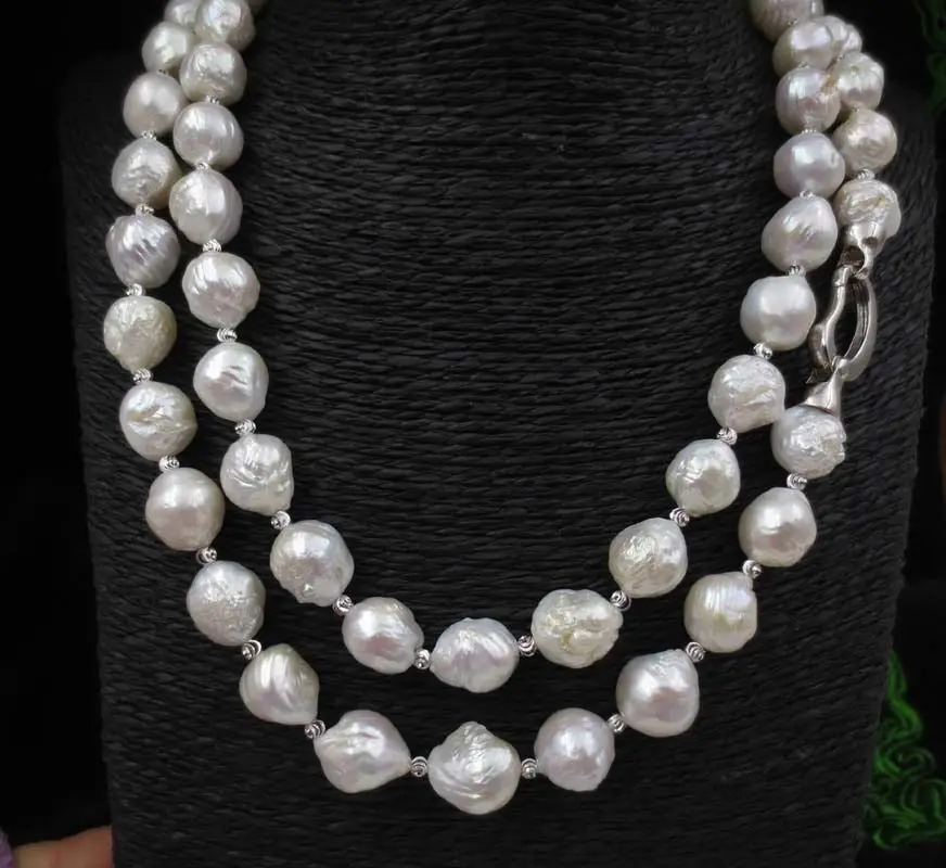 100cm long 11 - 13MM white FURROW Kasumi pearl necklace |