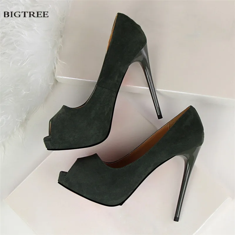 

Platform heels shoes women Summer Queen Open Toe High Heels Shoes Pumps Thin Heeled Suede Sexy Female Sandals Shoes G1675-2