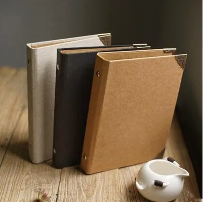 

A5 Black Kraft Linen Cover Loose-Leaf Small Album Hand-Thick Paper Clipboard Personalized Album Menu Notebook Creative Scrapbook