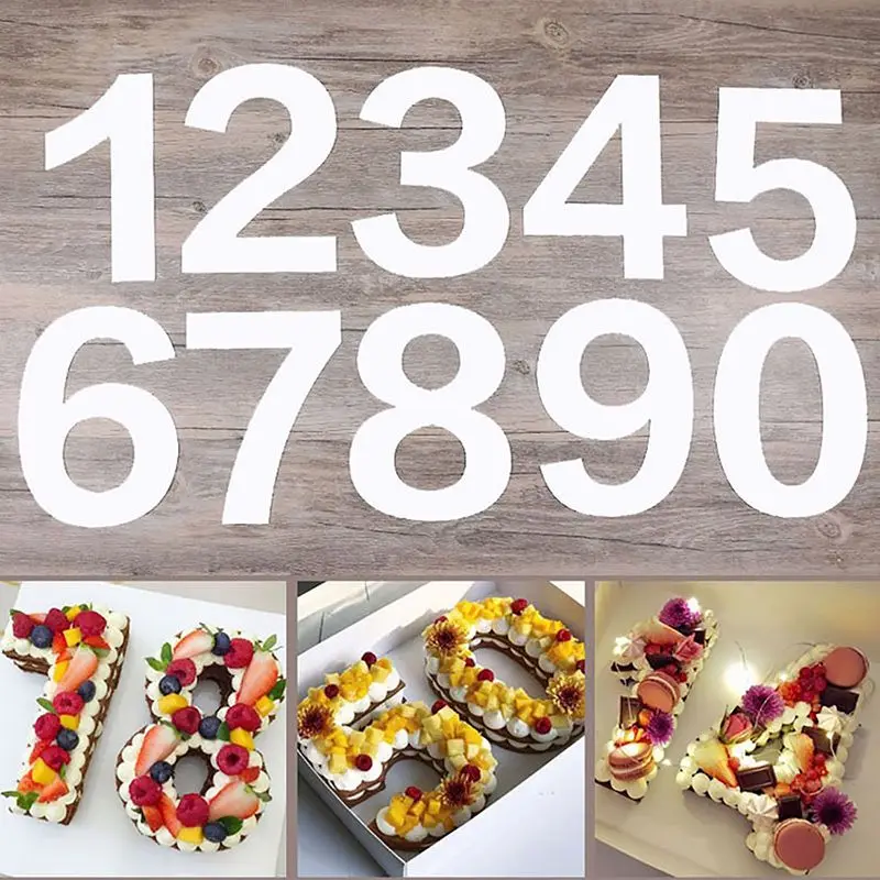 9pcs Cake Molds Numbers Shape DIY Fondant Mold Kitchen Baking Tools Multiple Sizes Chocolate