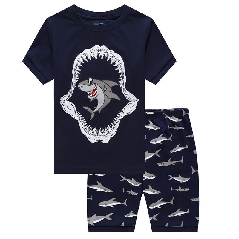 

Summer Children's Short Pajamas Shark Pattern Home Casual Clothes Boys Pajamas Set