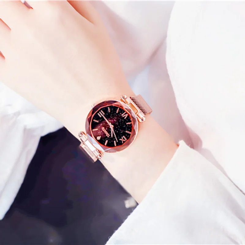 

Newly 1 Pcs Women Lady Wrist Quartz Watch Round Starry Sky Magnetic Buckle Fashion Gift m99