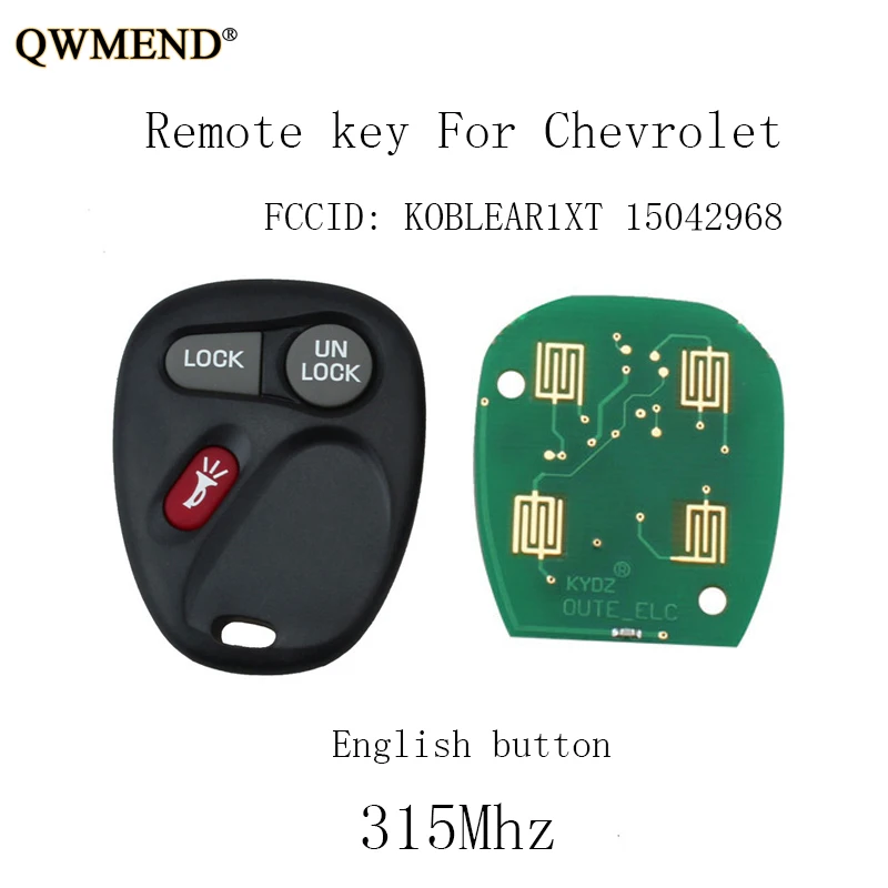 

QWMEND 2pcs*315Mhz Remote key For Chevrolet Silverado Suburban S10 Tahoe Yukon 2002 2003 2004 Original keys For KOBLEAR1XT