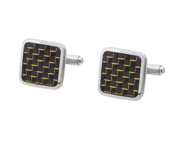 

20pairs/lot Classic Silver Square Carbon Fiber Cufflinks Blue Yellow Color Cuff Links Men's Jewelry Accessory Wholesale Mixorder