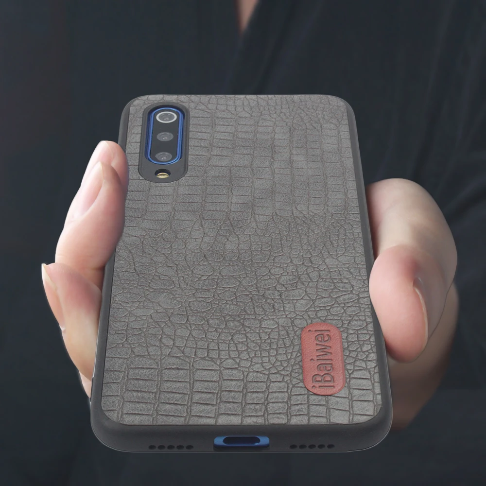 

for Xiaomi Mi 9 Crocodile Texture PC Back Cover Soft Edge Protection Case Xiaomi Mi 9 SE Fashion Durable Anti-fingerprint Coque