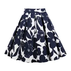 Kenancy Женская винтажная юбка весна-лето цветочный принт на молнии сбоку элегантный стиль дизайн ретро юбка
