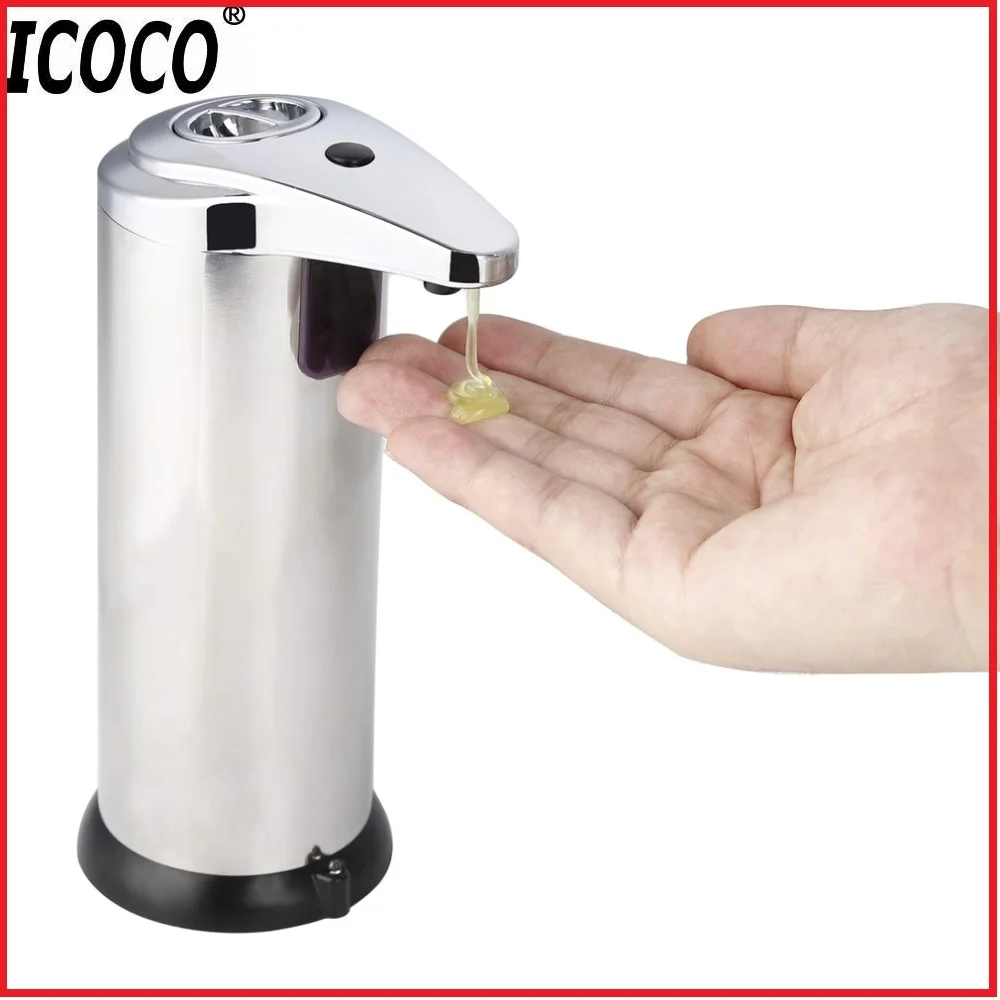 

ICOCO 280ml Automatic Sensor Cordless Soap Dispenser Base Wall Mounted Stainless Steel Touch-free Sanitizer with Instruction
