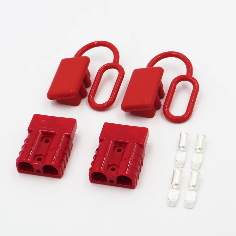 

2set SH50 plug connector 50 amp dual pole battery with 2pcs soft Dust Cap Cover end Battery Quick Connect Disconnect Wire