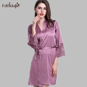 

Sexy Silk Bathrobe Women Fashion kimonos Nightgown BridesMaid Robes Large Size Spring Summer Dessing Gowns For Women XXL E0066
