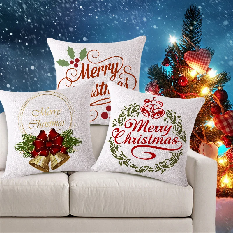 

Maiyubo Christmas Decor Pillow Scandinavian Letter Gift Cushion Cover Pillow Linen Christmas Tree Santa Claus Throw Pillow PC357