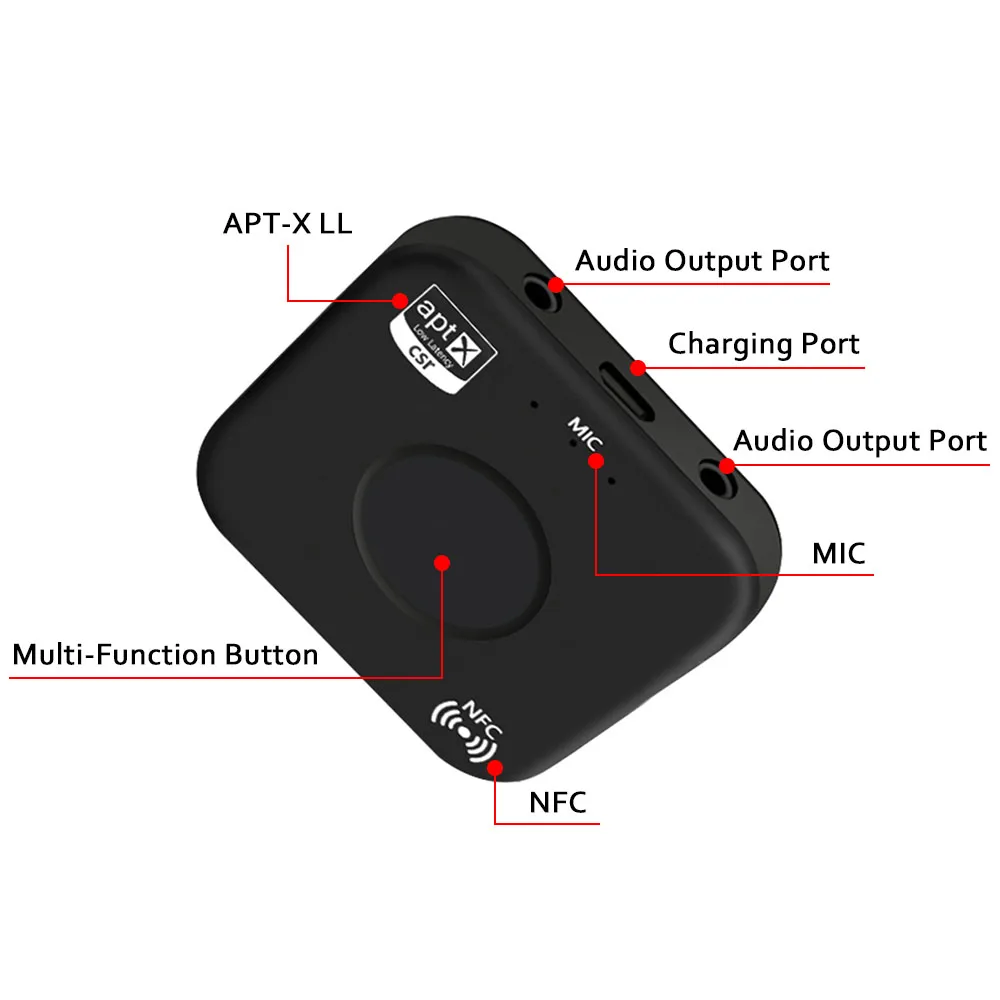 B7 Plus Bluetooth 4,2 аудио приемник передатчик громкой связи NFC с 3,5 мм Aux портом двойной выход аудио адаптер для телефонов Android