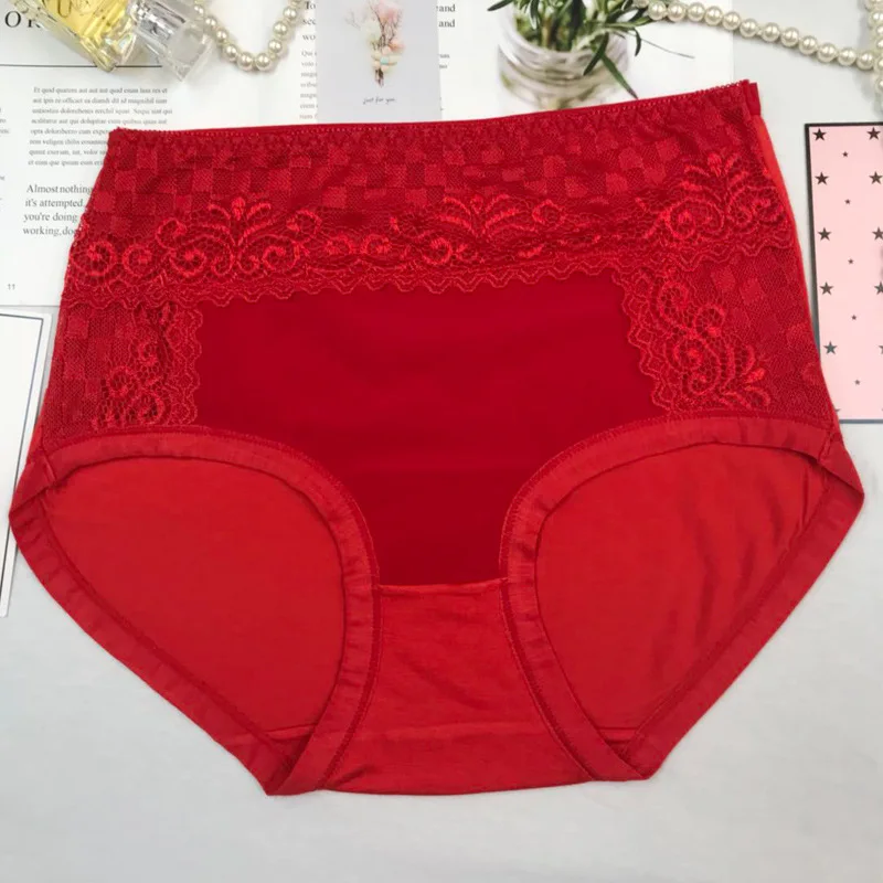 6Pcs/lot New Arrival sexy Briefs Women Modal Breathable Lace Underwears plus size 5XL Lace high waist Women's Panties