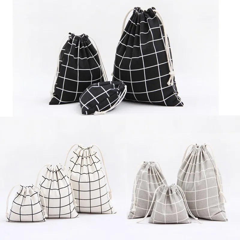 1pcs font b Men b font Plaids Pattern Drawstring Cotton Linen Travel font b Shaver b