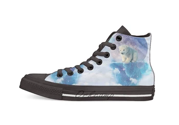 

Floating polar bear Design breathable Casual High Top lace-up Canvas shoes sneakers