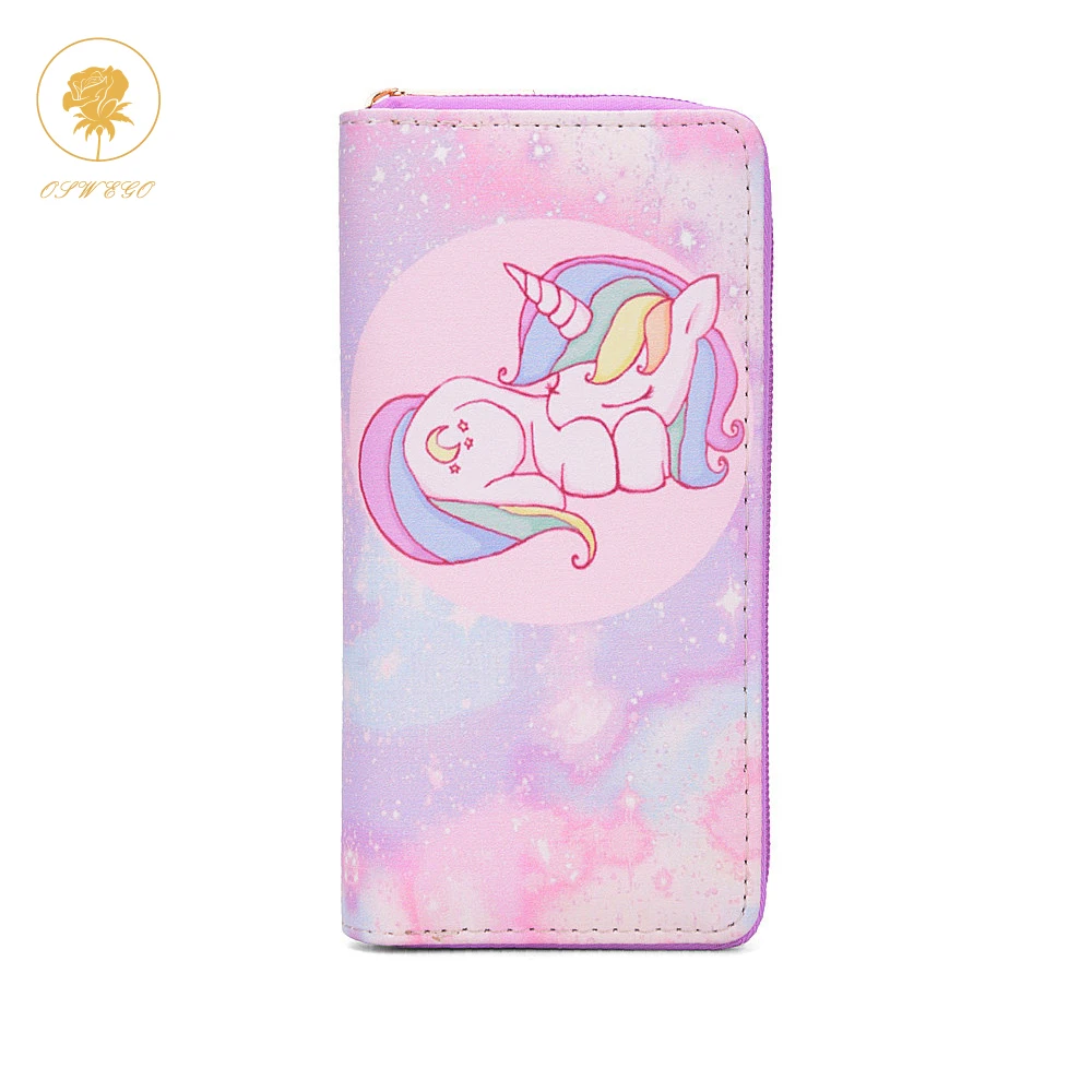 

OSWEGO Wallet Women Unicorn Long PU Clutch Wallet Fashion Zipper Cartoon Unicorn Cute Womens Wallets 2019