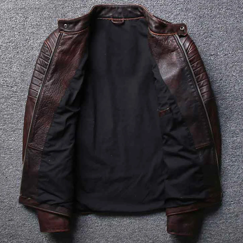 Европейская стандартная Качественная мужская куртка из коровьей кожи Мужская