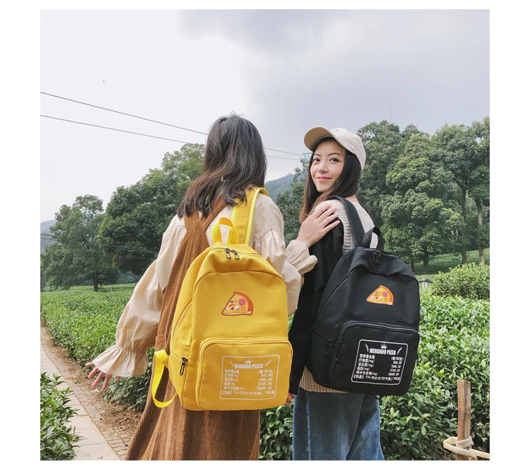Pizza Embroidery Women Backpack for School Teenagers Girls Preppy Style School Bag Ladies Canvas Backpack Female Bookbag Mochila_32