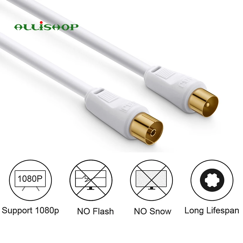 TV Antenna Cable RFAdapter White 75 Ohm Quad Shield CL2 RG6 Coax Cables with F-Male Connectors Coaxial Cable 6ft Ideal for TV Antenna DVR Satellite