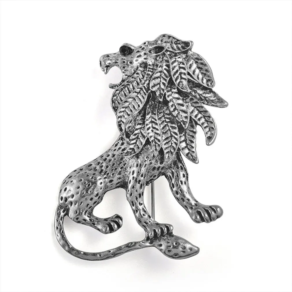 

Vintage Animal Shape Brooch Pin Charming Large Lion Dress Clip Universal Men Women Banquet Weddings Accessories