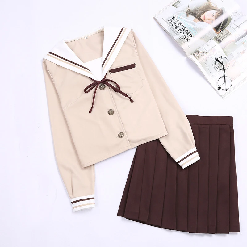 

Japanese small fresh sailor suit School uniform soft sister JK uniform Pleated skirt student suit