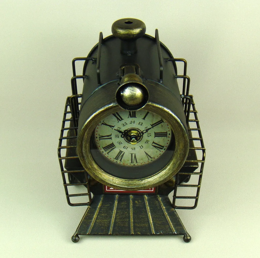 Vintage Metal Train Model Table Clock Antique Iron Locomotive Timepiece Handicraft for Home Decor and Art Collection Vintage Metal Train Model Table Clock Antique Iron Locomotive Timepiece Handicraft for Home Decor and Art Collection