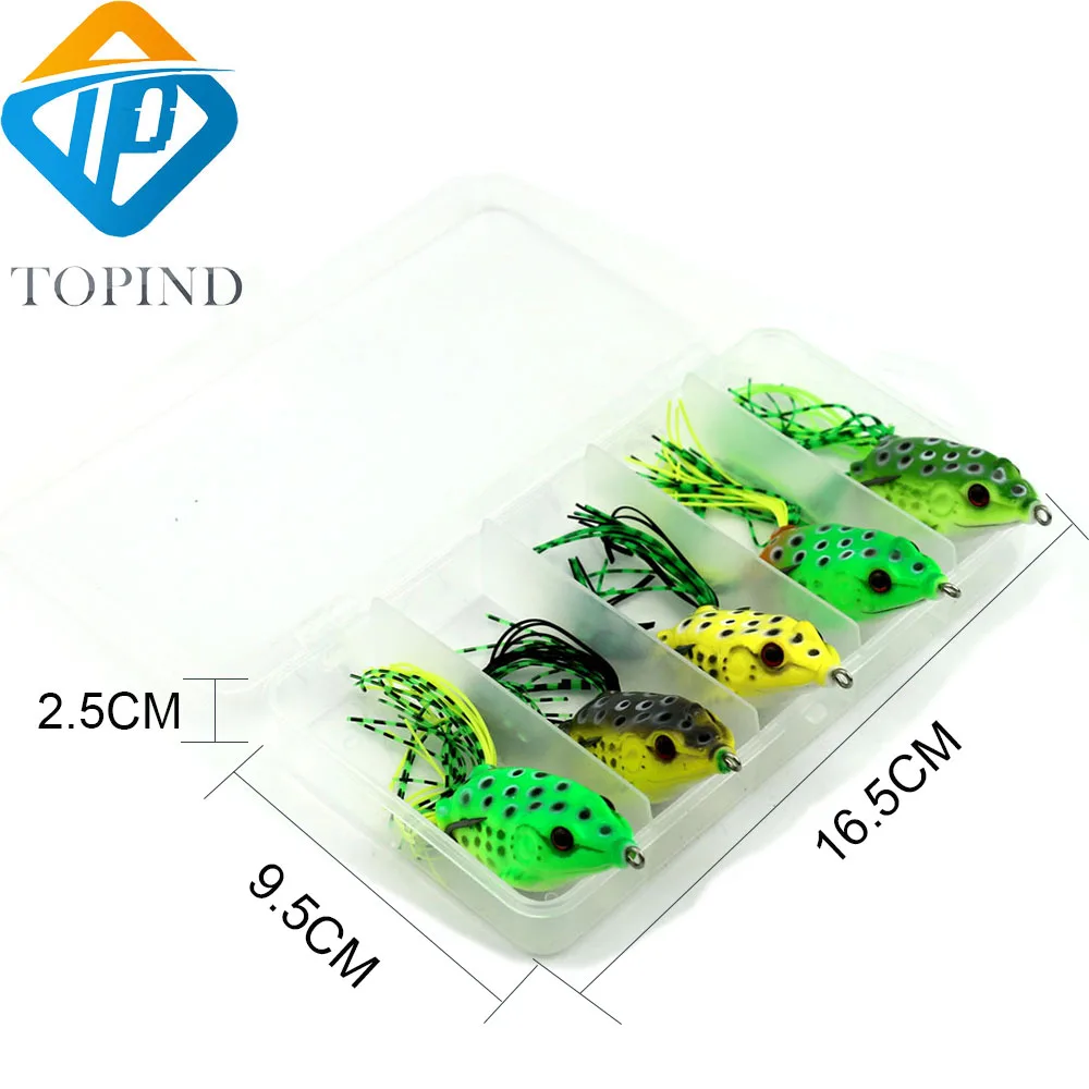 5sets Topind With Tackle Box Fishing Soft Plastic Frogs Design For