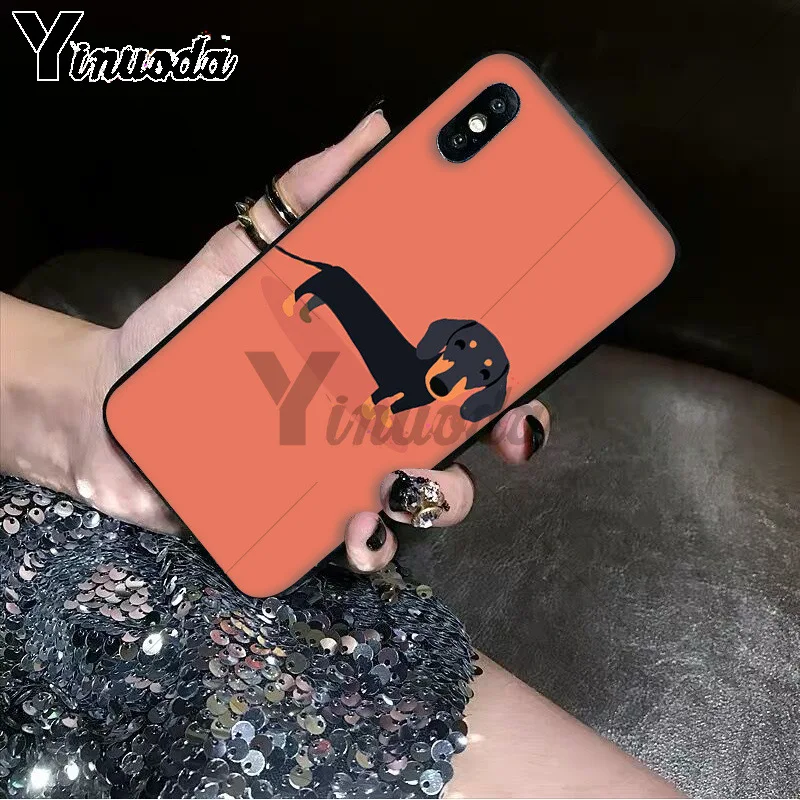 Yinuoda такса силуэт Собака Мягкий силиконовый черный чехол для телефона для iPhone 8 7 6 6S Plus 5 5S SE XR X XS MAX 11 11pro 11promax