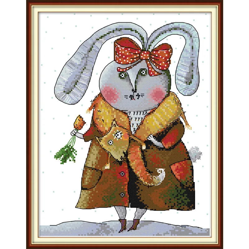 

Chinese Cross Stitch Rich rabbit Animal DIY Counted Cross Stitch Sets Kits For Needlework Embroidery Needles Home Decoration