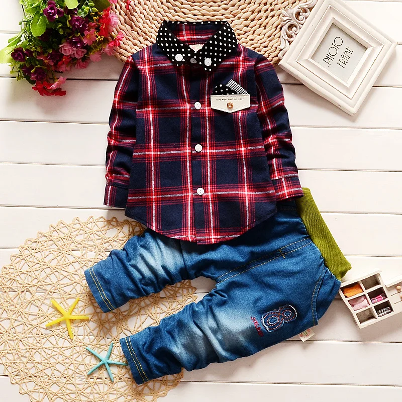 BibiCola 2017 Autumn Baby Boys Clothing Set 2 Pieces Single breasted