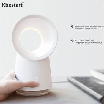 

Kbxstart Mini Leafless Spray Fan Desktop Humidifier Mist Cooling Fan Three-speed with Night Light Fan For Home Office Summer Fan