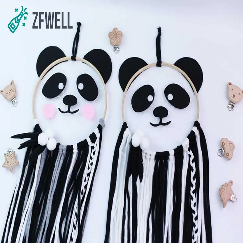

ZFWELL1pz/lot19*105cm ins wind panda wind chime pendant children's room bedroom wall hanging kids birthday gift party decoratio8