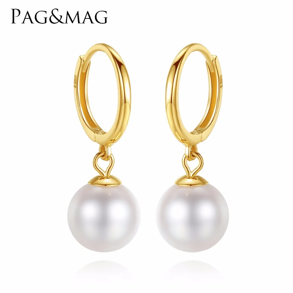 PAG&MAG 18k Gold Circle Earrings Natural Pearl Drop Earrings 6.5-7mm 18k Yellow Gold Charm Earrings High Quality Brand Jewelry PAG&MAG 18k Gold Circle Earrings Natural Pearl Drop Earrings 6.5-7mm 18k Yellow Gold Charm Earrings High Quality Brand Jewelry