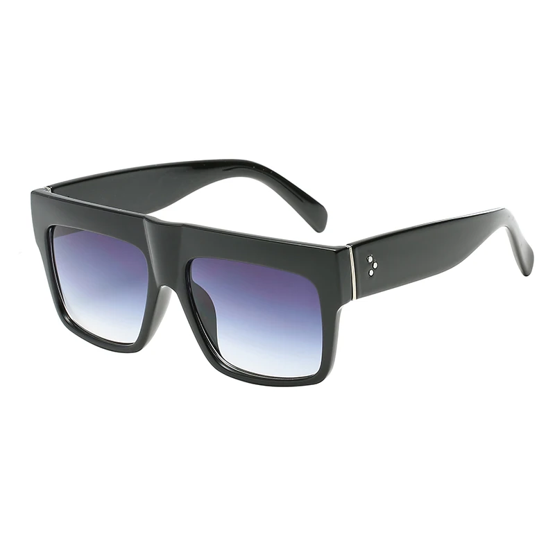 TOYEARN Роскошные брендовые дизайнерские женские Квадратные Солнцезащитные очки женские Ким Кардашьян солнцезащитные очки для женщин винтажные очки с заклепками плоский верх - Цвет линз: Black Gray