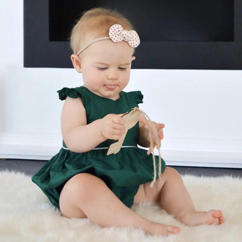 

2017 Lovely Baby girl bodysuit Dark green summer body bebes fille vetement clothing clothes infant toddler girls bodysuits nina