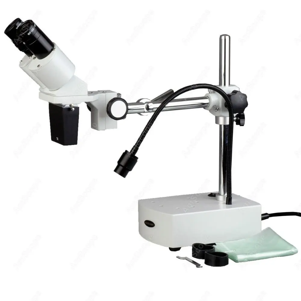 Бинокулярный стерео микроскоп AmScope 10X бинокулярный на стреле подставка + LED
