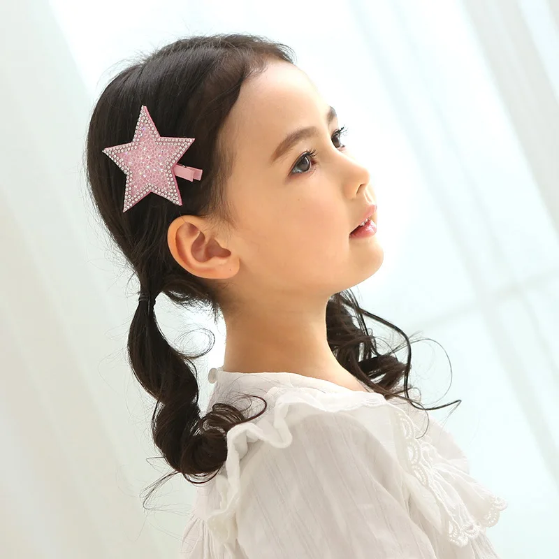 

Boutique ins 1pc Fashion Cute Glitter Star Hairpins Solid Rhinestone Star Hair Clips Princess Headwear Hair Accessories