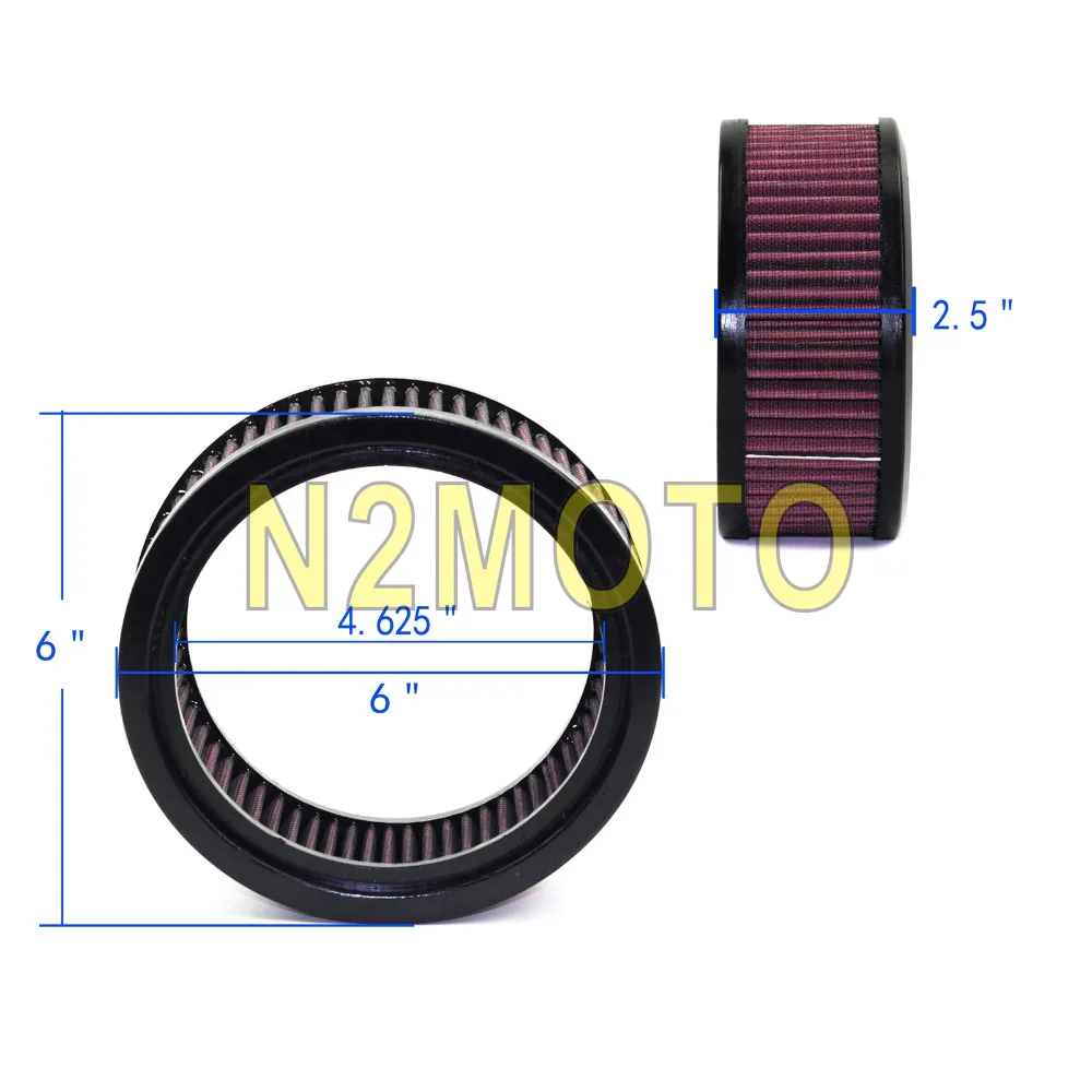 Красный мотоциклетный воздушный фильтр, E-3226, Круглый, 4,62" ID 6" OD 2,", высота, воздушный очиститель с высоким потоком для Harley