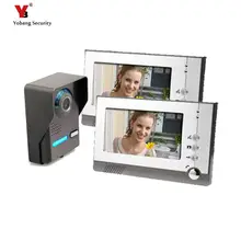 Yobang Security 7″Hands-free Video intercom speakerphone Wired Video Door Phone 1 camera+2 monitors LCD Monitor for villa
