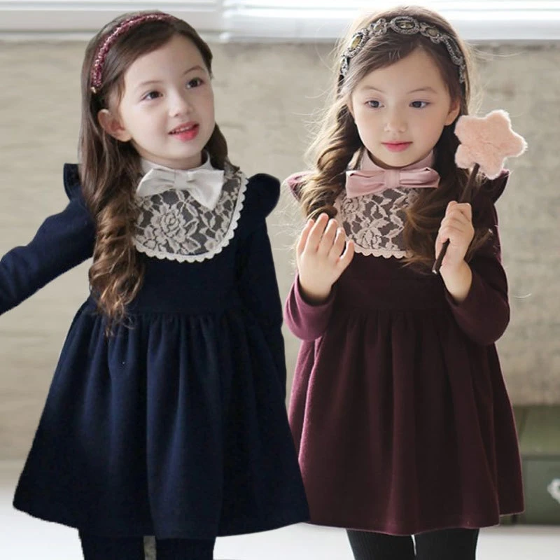 Buy New Winter Girl warm Dresses baby Girls dresses
