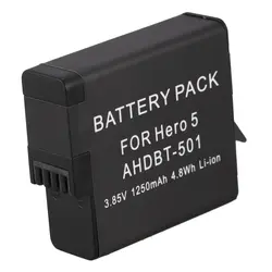 1250 mAh AHDBT-501 Аккумулятор для GoPro Hero 5 Black Hero5 количество батарей: 1x AHDBT-501 батарея