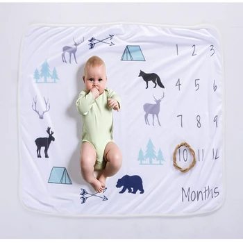 

Baby Milestone Blanket Newborn Fleece Baby Swadddle Wrap Infant Monthly Growth Photo Shooting Photography Props Backdrop Blanket