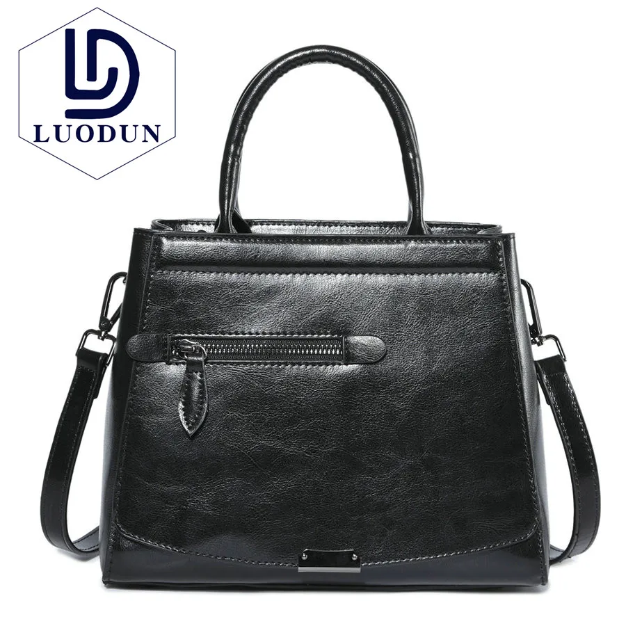 

2018 Korean version of the new style of leather handbags wax wax fashion portable shoulder bag Messenger bags