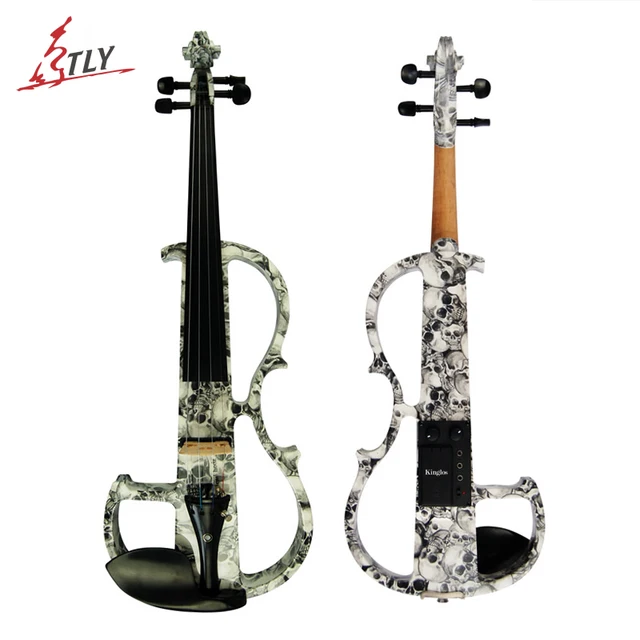 Special Price Kinglos Advanced Electric Art Full Size Violin Skull Painted Solid Wood Silent Violin 4/4 Ebony Fittings w/ Parts(DSG-1312) Special Price Kinglos Advanced Electric Art Full Size Violin Skull Painted Solid Wood Silent Violin 4/4 Ebony Fittings w/ Parts(DSG-1312)