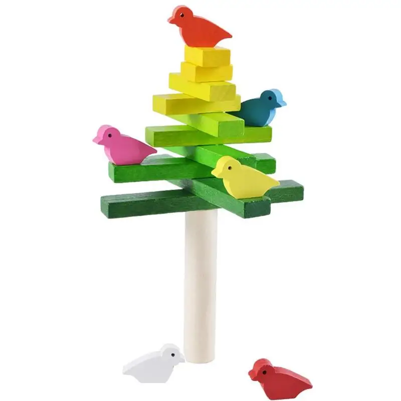 DIY Building Blocks Wooden Birds Toy Educational Balancing Blocks