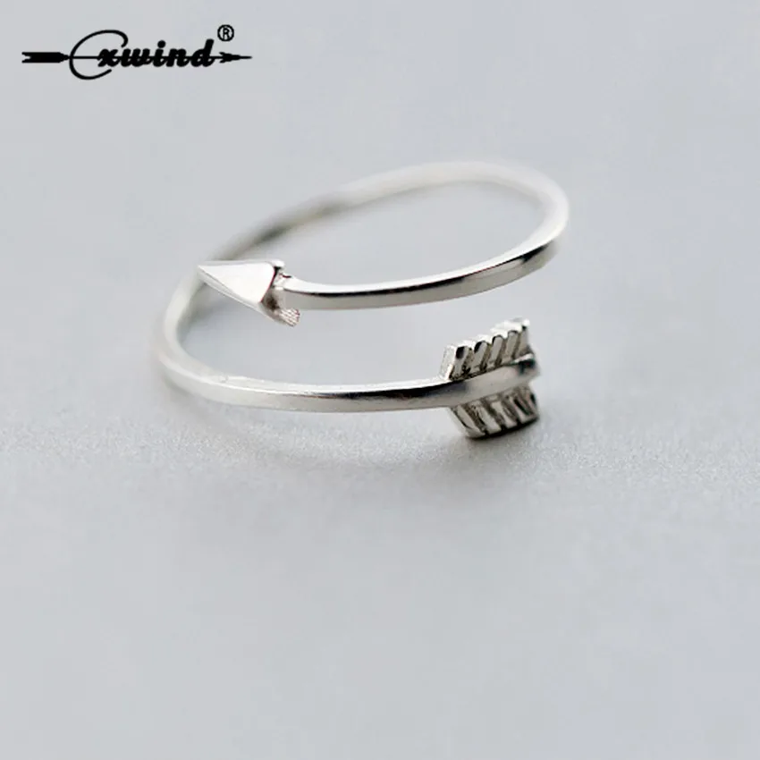 Cxwind New Fashion Silver Adjustable Arrow Ring Mid Finger Wrap Feather Leaf Rings for Women Charm Party Gift Jewelry Wholesale