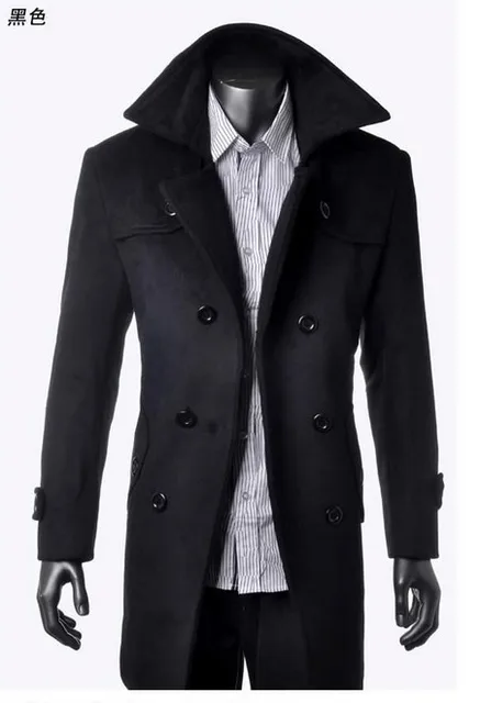 Winter korean fashion double breasted classic cashmere slim for the men ...